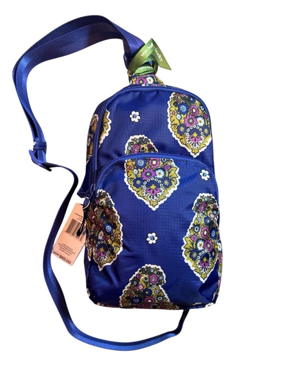 Vera Bradley Lorman Sling Backpack, Kew Gardens Blue, NWT